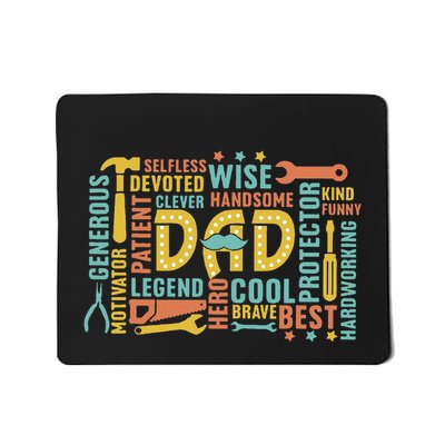 Retro Happy FatherS Day Dad Tools Best Dad Ever Mousepad