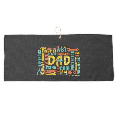 Retro Happy FatherS Day Dad Tools Best Dad Ever Large Microfiber Waffle Golf Towel