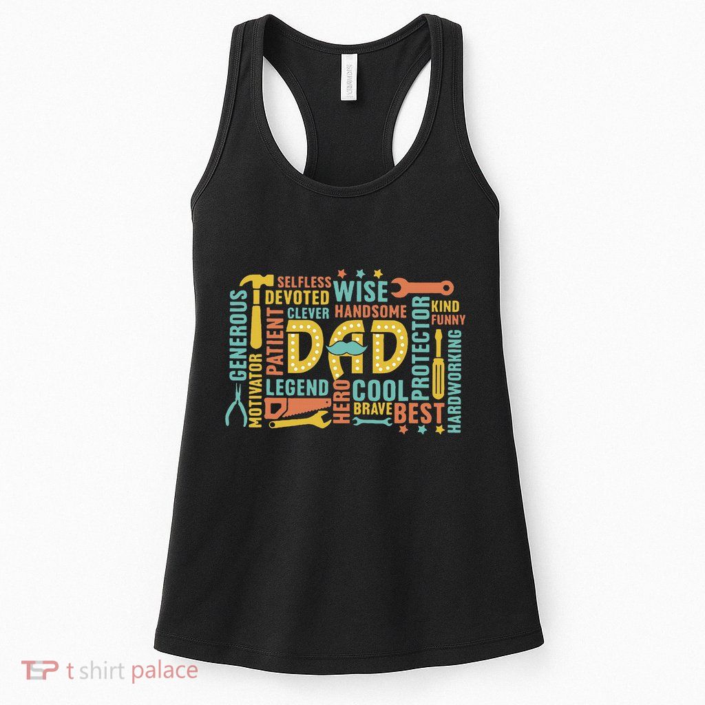 Retro Happy FatherS Day Dad Tools Best Dad Ever Womens Tank Top