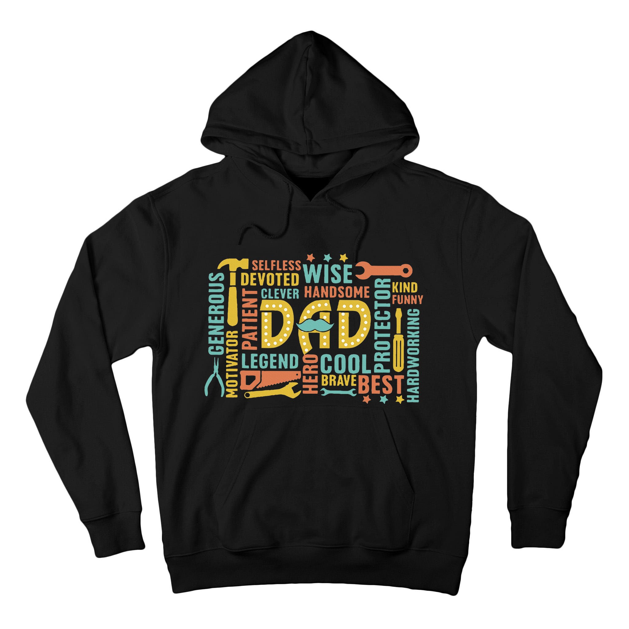 Retro Happy FatherS Day Dad Tools Best Dad Ever Tall Hoodie
