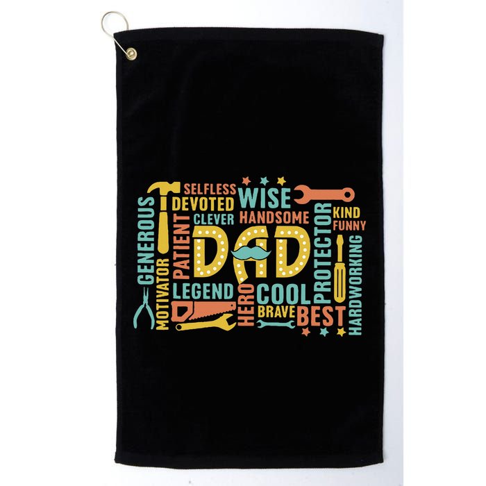 Retro Happy FatherS Day Dad Tools Best Dad Ever Golf Towel