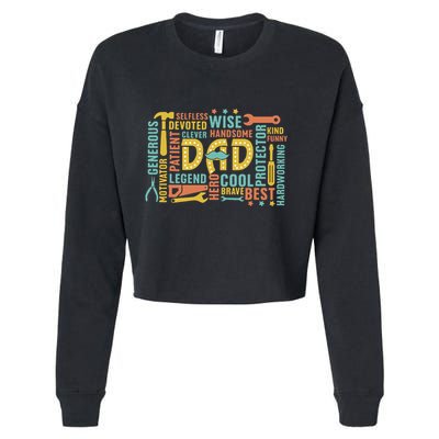 Retro Happy FatherS Day Dad Tools Best Dad Ever Cropped Pullover Crew
