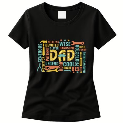 Retro Happy FatherS Day Dad Tools Best Dad Ever Womens T-Shirt