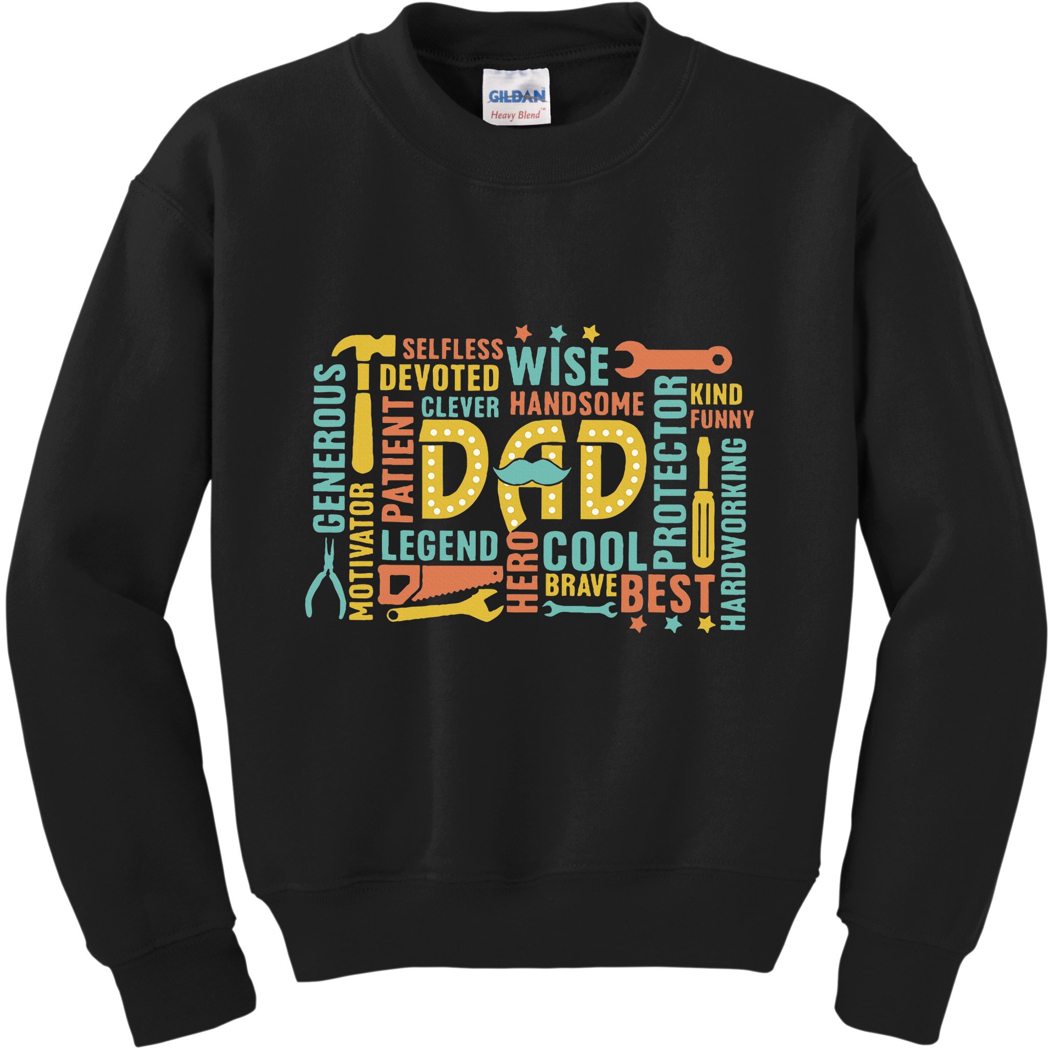 Retro Happy FatherS Day Dad Tools Best Dad Ever Kids Sweatshirt