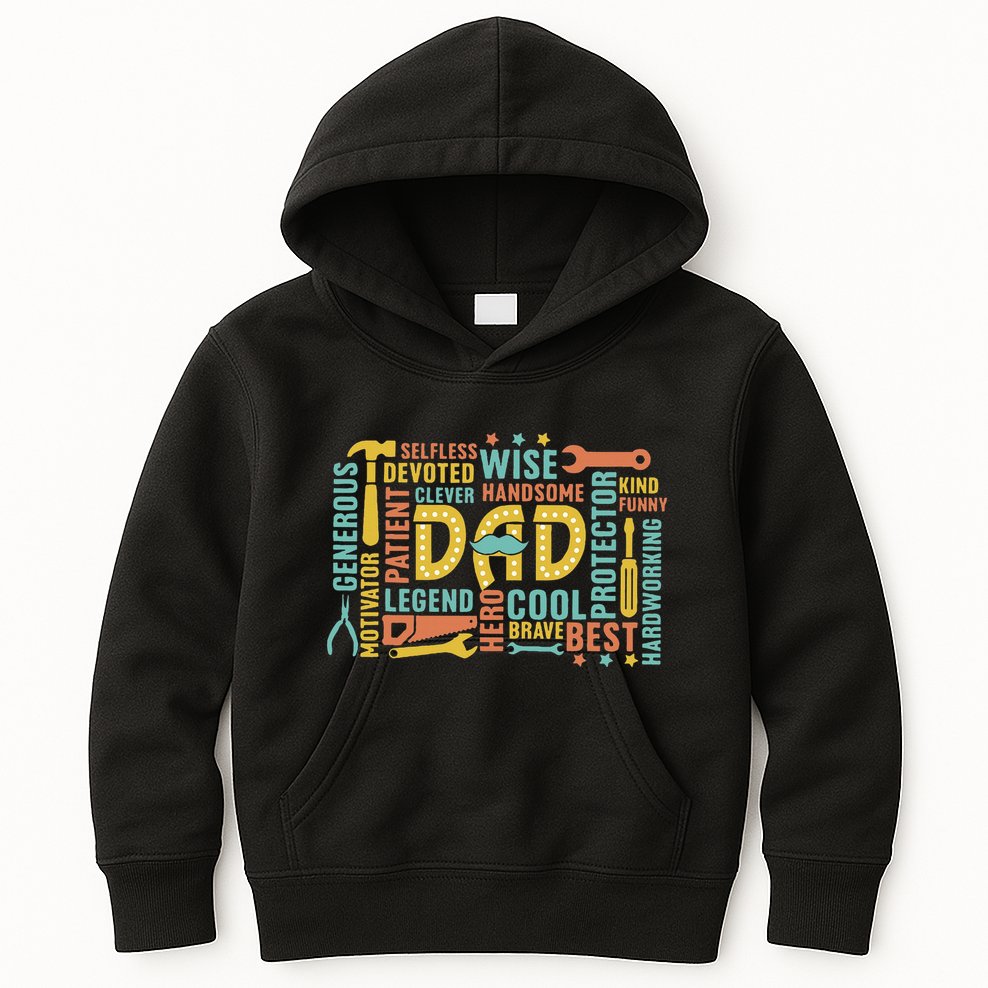 Retro Happy FatherS Day Dad Tools Best Dad Ever Kids Hoodie