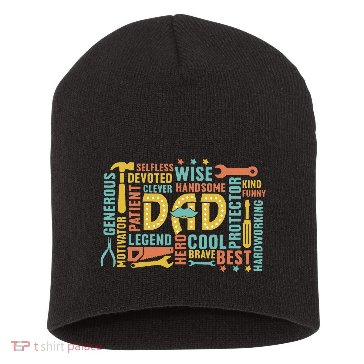 Retro Happy FatherS Day Dad Tools Best Dad Ever Short Acrylic Beanie