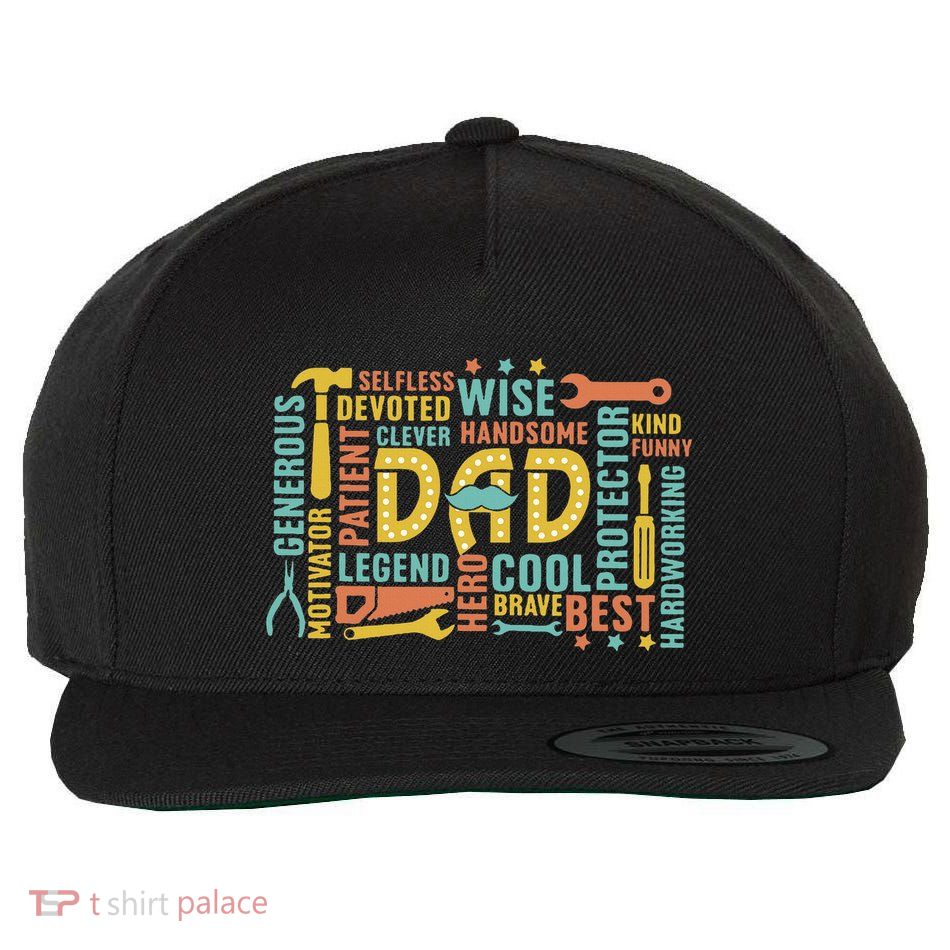 Retro Happy FatherS Day Dad Tools Best Dad Ever Wool Snapback Cap