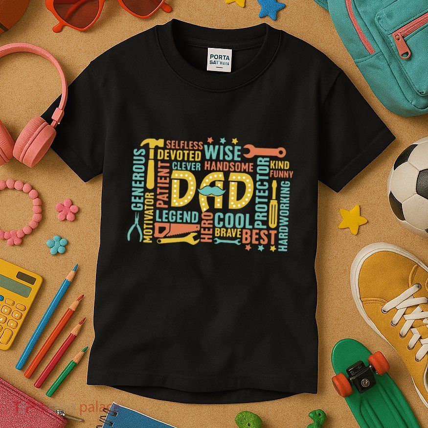 Retro Happy FatherS Day Dad Tools Best Dad Ever Kids T-Shirt