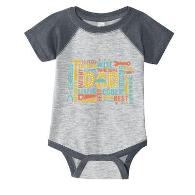Retro Happy FatherS Day Dad Tools Best Dad Ever Infant Baby Jersey Bodysuit