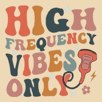 Retro High Frequency Vibes Only Sonography Ultrasound Tech Drawstring Bag