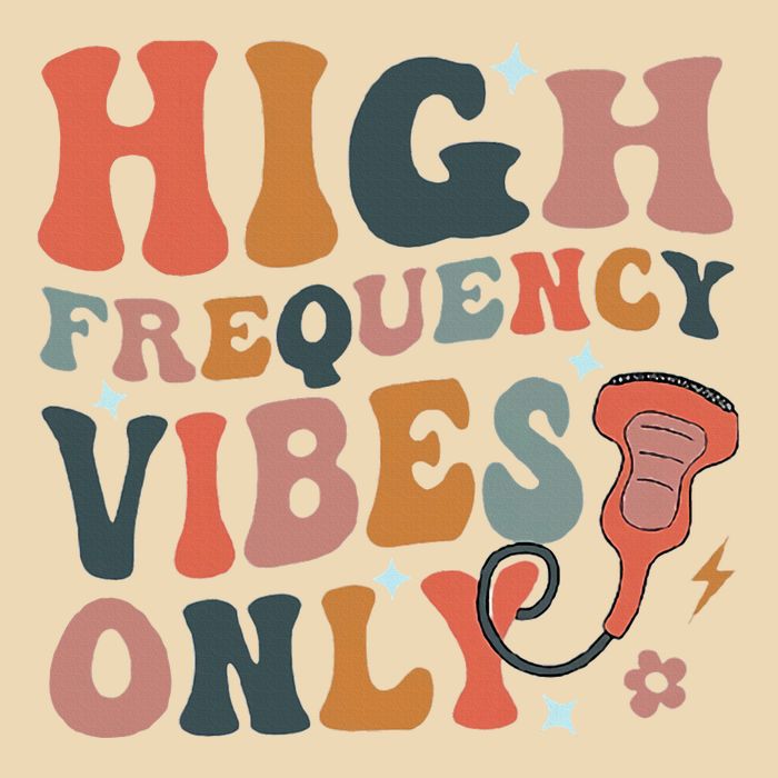 Retro High Frequency Vibes Only Sonography Ultrasound Tech Drawstring Bag