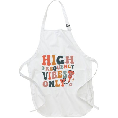 Retro High Frequency Vibes Only Sonography Ultrasound Tech Full-Length Apron With Pockets