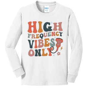 Retro High Frequency Vibes Only Sonography Ultrasound Tech Kids Long Sleeve Shirt