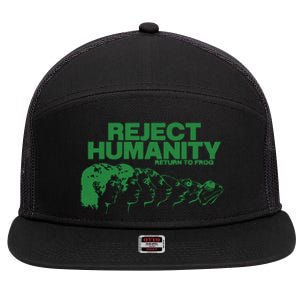 Reject Humanity Frog Scientific Evolution Meme Inspired Graphic 7 Panel Mesh Trucker Snapback Hat