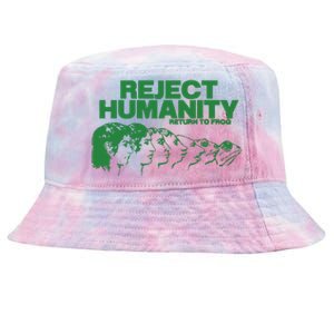 Reject Humanity Frog Scientific Evolution Meme Inspired Graphic Tie-Dyed Bucket Hat