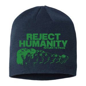 Reject Humanity Frog Scientific Evolution Meme Inspired Graphic Sustainable Beanie