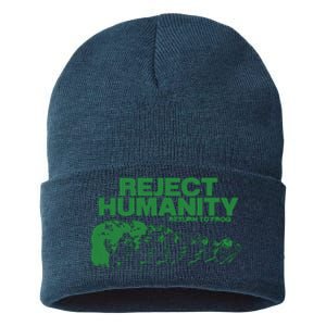 Reject Humanity Frog Scientific Evolution Meme Inspired Graphic Sustainable Knit Beanie