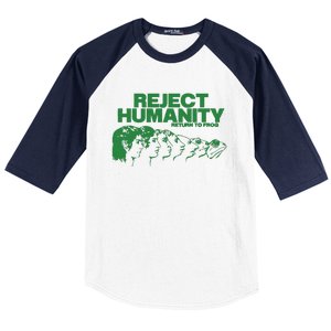 Reject Humanity Frog Scientific Evolution Meme Inspired Graphic Baseball Sleeve Shirt