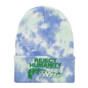 Reject Humanity Frog Scientific Evolution Meme Inspired Graphic Tie Dye 12in Knit Beanie