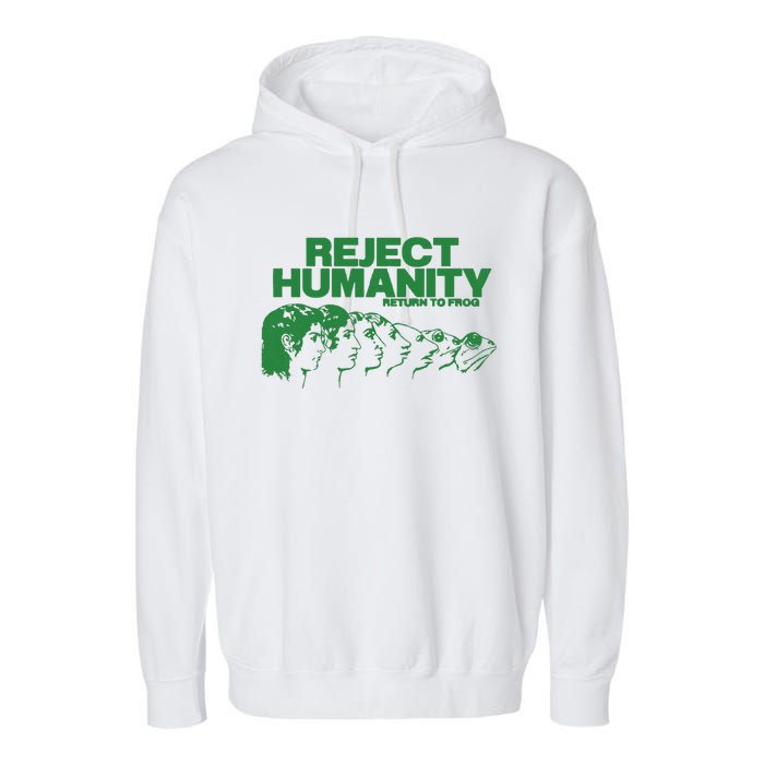 Reject Humanity Frog Scientific Evolution Meme Inspired Graphic Garment-Dyed Fleece Hoodie