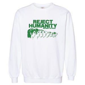 Reject Humanity Frog Scientific Evolution Meme Inspired Graphic Garment-Dyed Sweatshirt