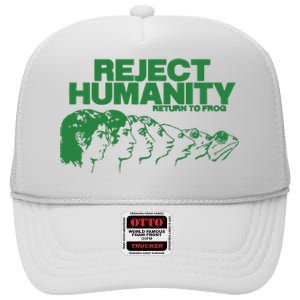 Reject Humanity Frog Scientific Evolution Meme Inspired Graphic High Crown Mesh Back Trucker Hat