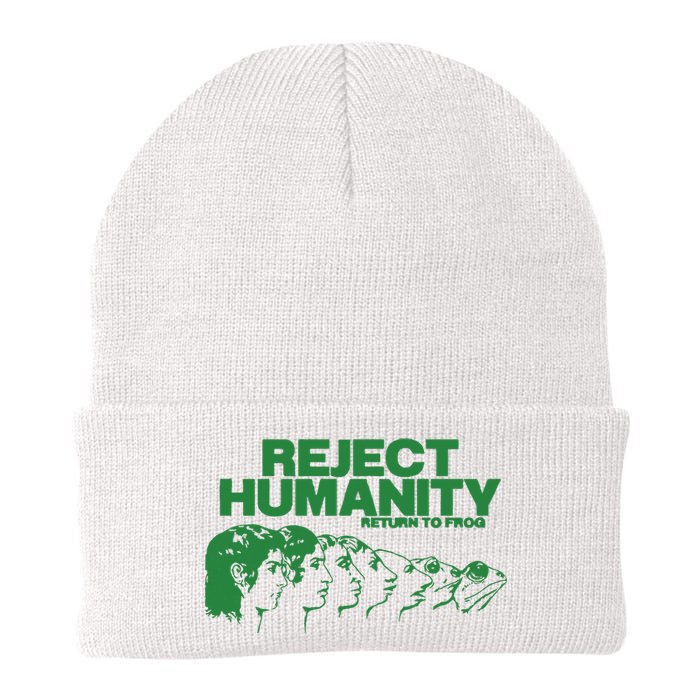 Reject Humanity Frog Scientific Evolution Meme Inspired Graphic Knit Cap Winter Beanie