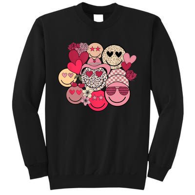 Retro Happy Face Smile Trendy Hippe Heart Valentine's Day Sweatshirt