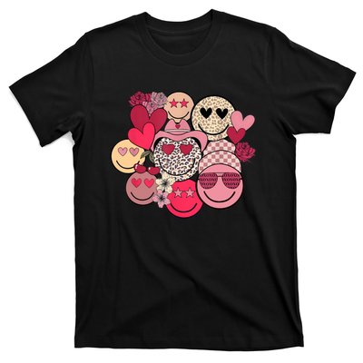 Retro Happy Face Smile Trendy Hippe Heart Valentine's Day T-Shirt