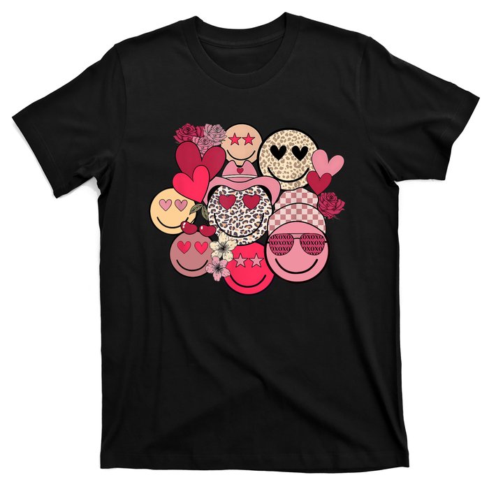 Retro Happy Face Smile Trendy Hippe Heart Valentine's Day T-Shirt