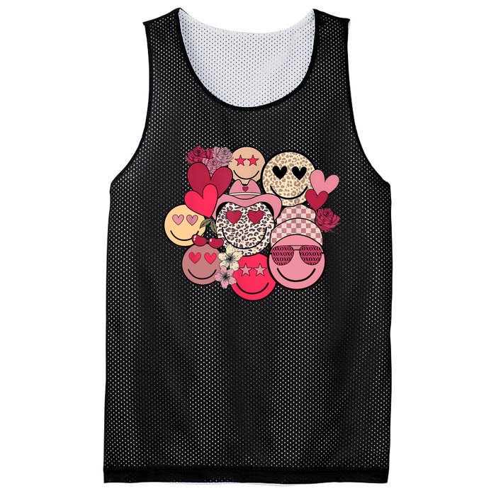 Retro Happy Face Smile Trendy Hippe Heart Valentine's Day Mesh Reversible Basketball Jersey Tank