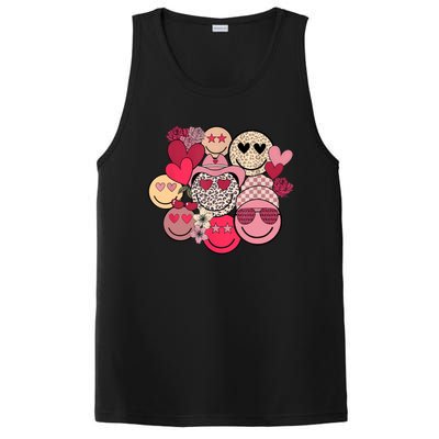 Retro Happy Face Smile Trendy Hippe Heart Valentine's Day PosiCharge Competitor Tank