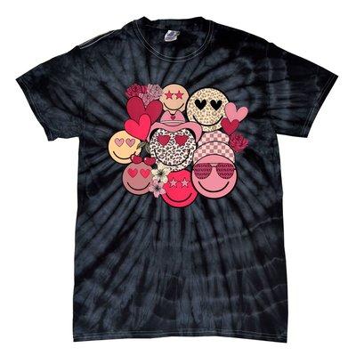 Retro Happy Face Smile Trendy Hippe Heart Valentine's Day Tie-Dye T-Shirt