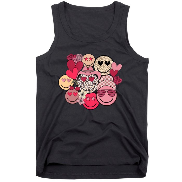 Retro Happy Face Smile Trendy Hippe Heart Valentine's Day Tank Top