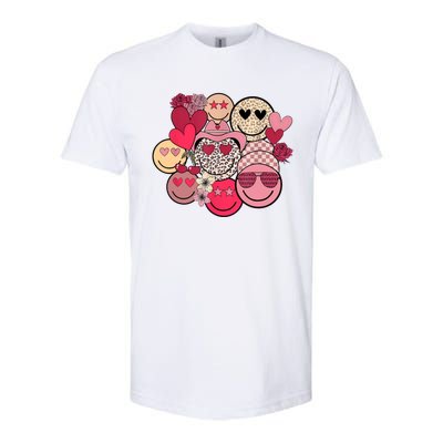 Retro Happy Face Smile Trendy Hippe Heart Valentine's Day Softstyle CVC T-Shirt