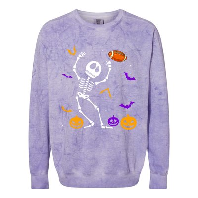 Retro Halloween Football Player Skeleton Football Lover Funny Gift Colorblast Crewneck Sweatshirt