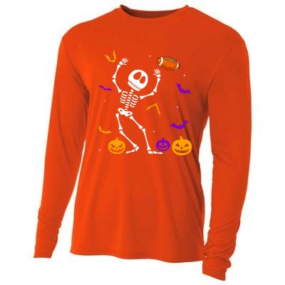 Retro Halloween Football Player Skeleton Football Lover Funny Gift Cooling Performance Long Sleeve Crew