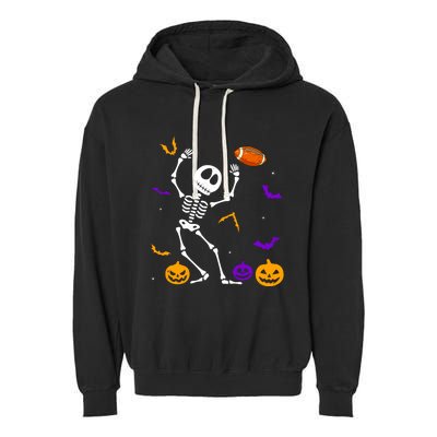 Retro Halloween Football Player Skeleton Football Lover Funny Gift Garment-Dyed Fleece Hoodie