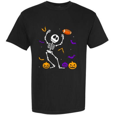 Retro Halloween Football Player Skeleton Football Lover Funny Gift Garment-Dyed Heavyweight T-Shirt