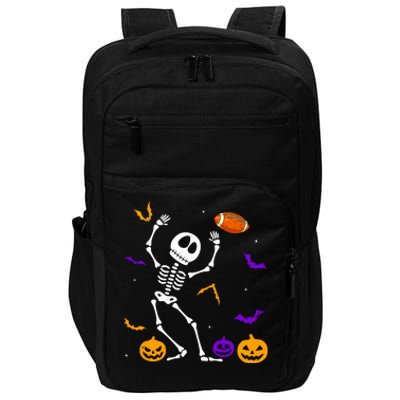 Retro Halloween Football Player Skeleton Football Lover Funny Gift Impact Tech Backpack