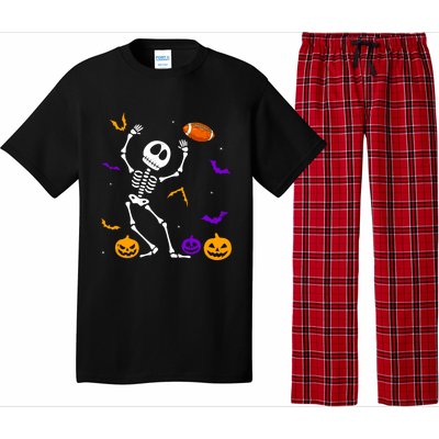 Retro Halloween Football Player Skeleton Football Lover Funny Gift Pajama Set