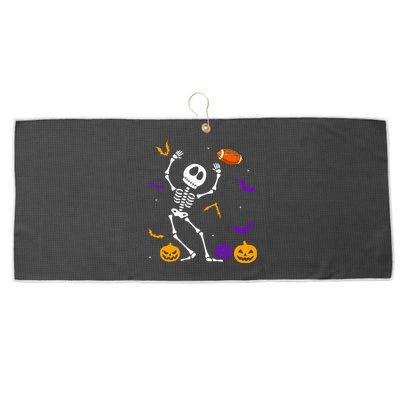 Retro Halloween Football Player Skeleton Football Lover Funny Gift Large Microfiber Waffle Golf Towel