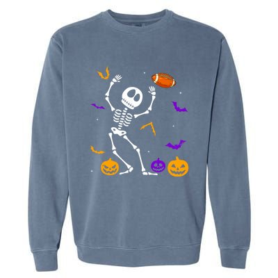 Retro Halloween Football Player Skeleton Football Lover Funny Gift Garment-Dyed Sweatshirt