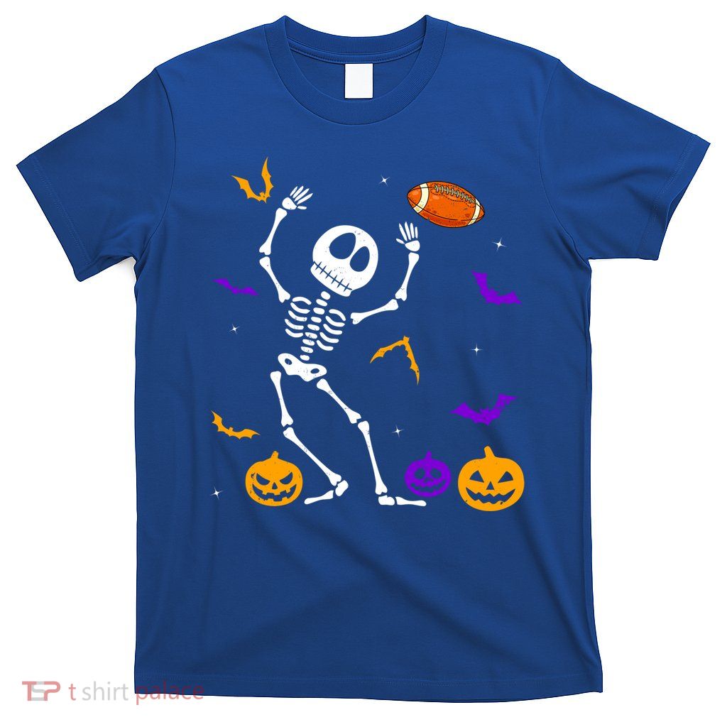 Retro Halloween Football Player Skeleton Football Lover Funny Gift T-Shirt