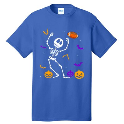 Retro Halloween Football Player Skeleton Football Lover Funny Gift Tall T-Shirt