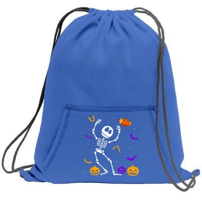 Retro Halloween Football Player Skeleton Football Lover Funny Gift Sweatshirt Cinch Pack Bag