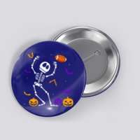 Retro Halloween Football Player Skeleton Football Lover Funny Gift Button