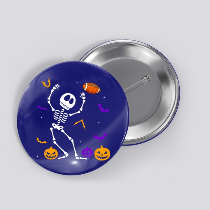 Retro Halloween Football Player Skeleton Football Lover Funny Gift Button