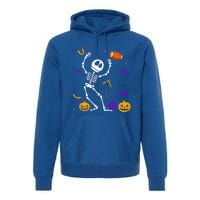 Retro Halloween Football Player Skeleton Football Lover Funny Gift Premium Hoodie