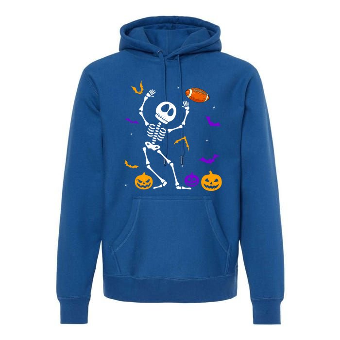 Retro Halloween Football Player Skeleton Football Lover Funny Gift Premium Hoodie